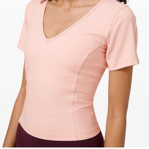 Like New! Lululemon Nulu Cropped Slim Yoga Short Sleeve Pink Mist Size 4